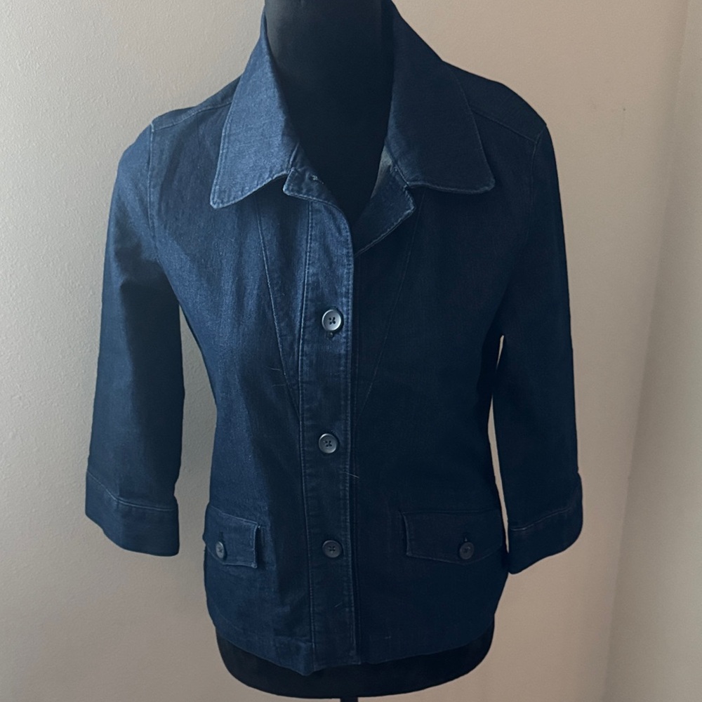 Attention Women's Denim blazer‎ Jacket top stretch 3/4 sleeves Sz 6